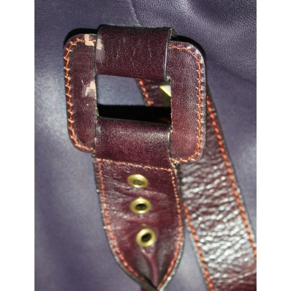 MAXX New York purple & maroon leather handbag purse studded